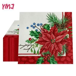 Christmas Party Decoration Paper Christmas Flower White Bottom Napkin Butterfly Bart Paper Wine Glass Flower Dinner Plate Napkin