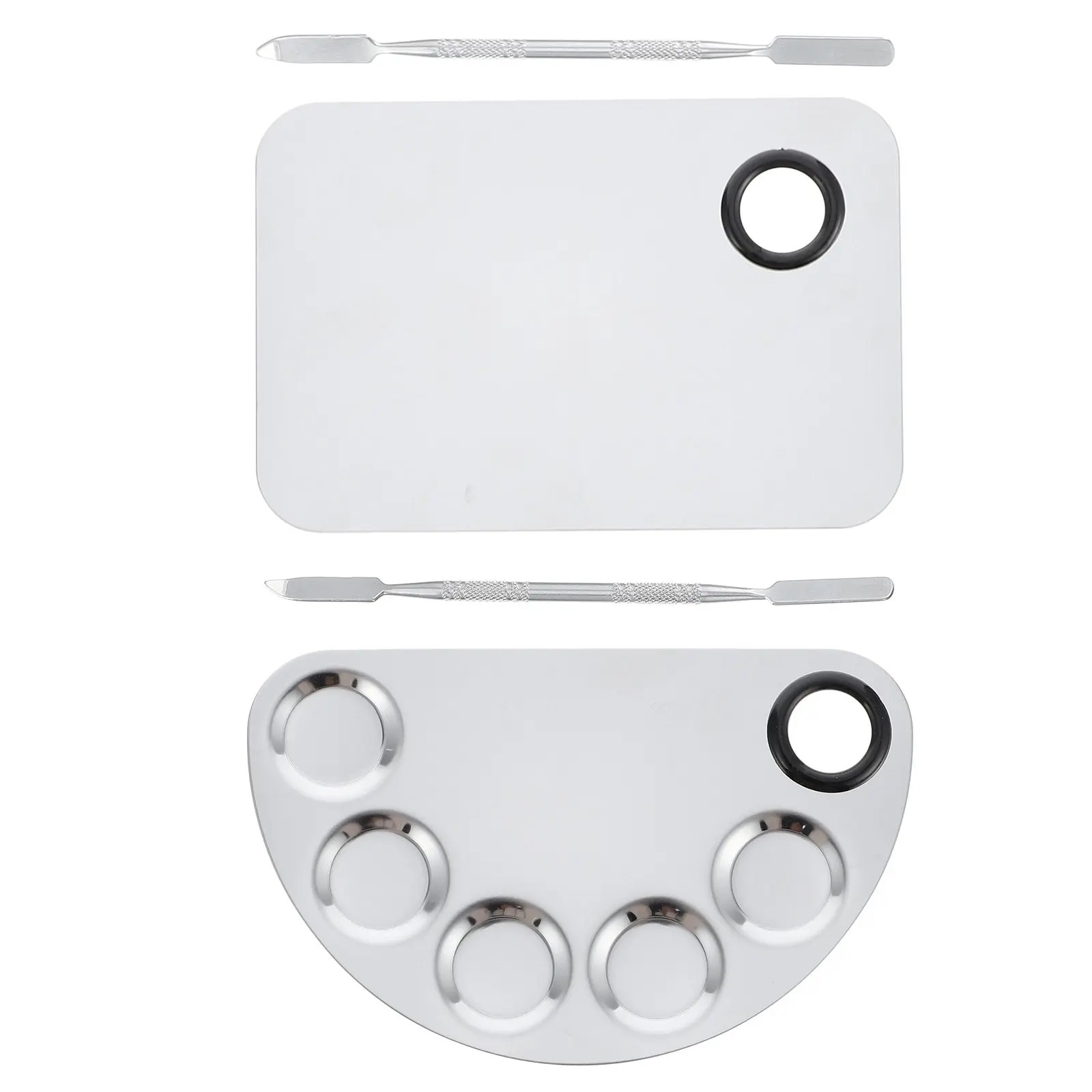 2Sets Professional Stainless Steel Palettes for Makeup Nail Art Painting Color Blending Smooth Easy Clean Surface Ideal Salon