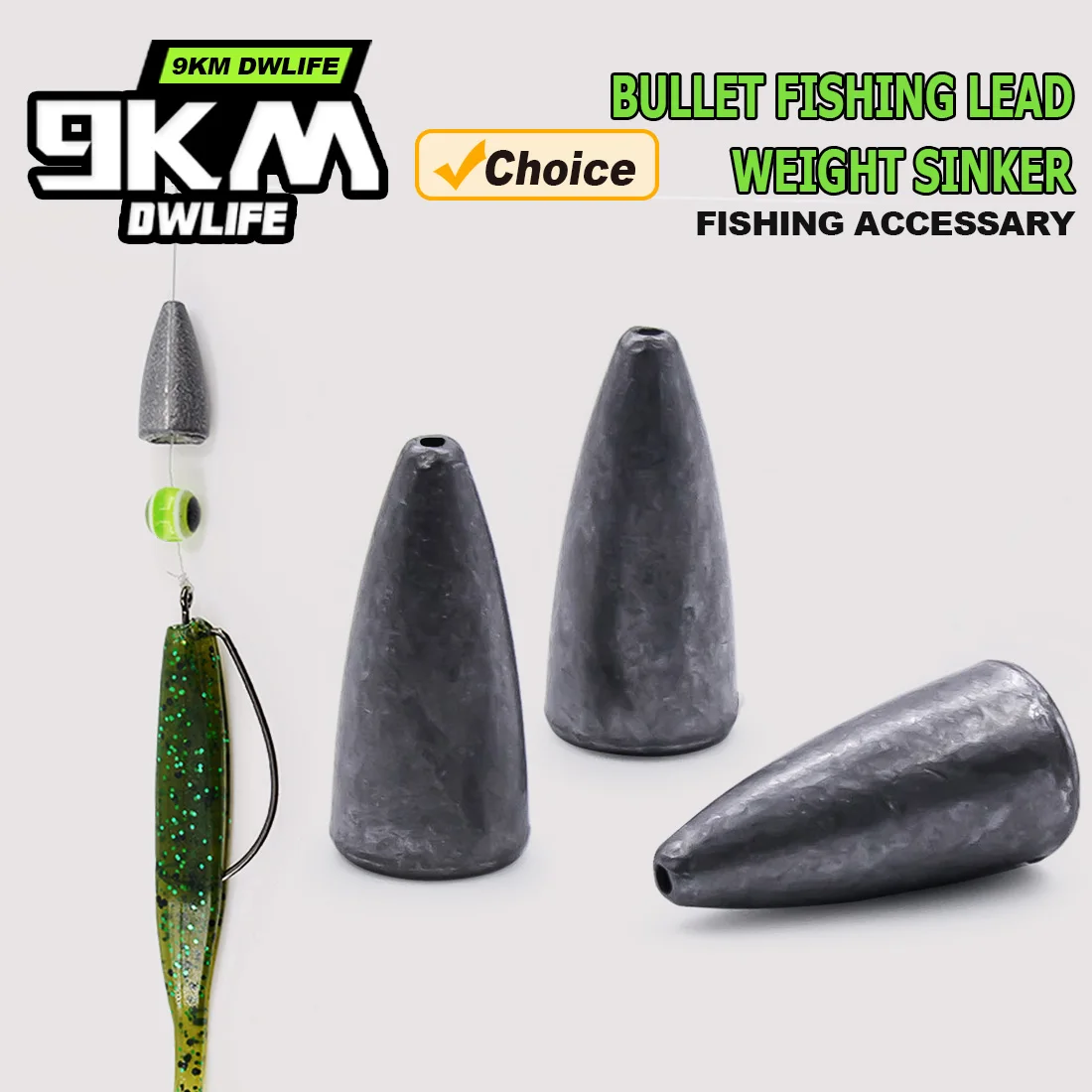 9KM Angelblei 10 Stück Bullet-Angelblei 5-20g für Texas Rig Caroling Rig Bass-Angeln
