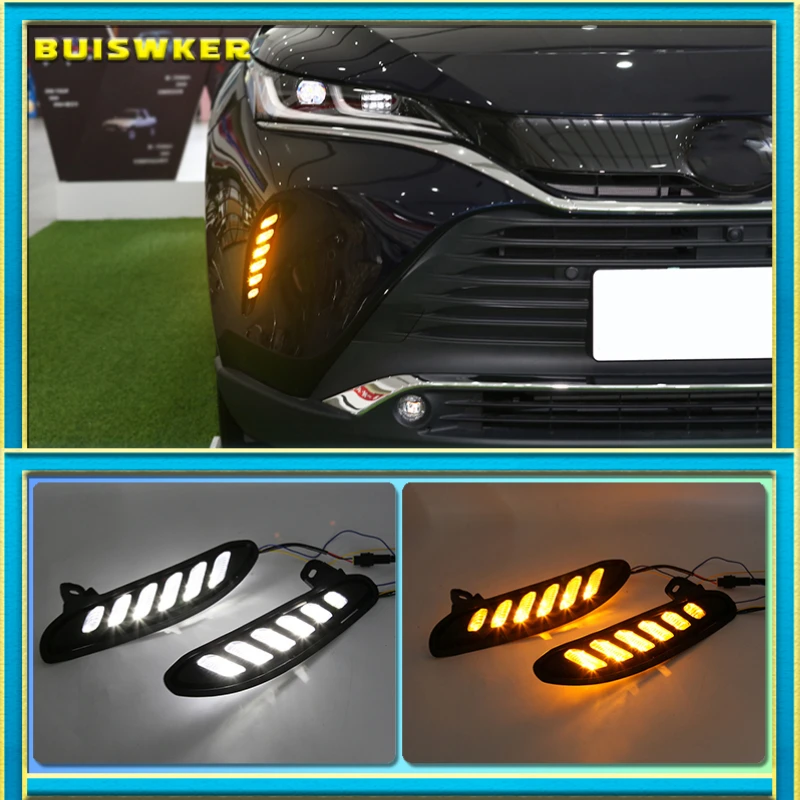 

LED Daytime Running Light For Toyota Harrier 2020 2021 2022 Dynamic Turn Yellow Signal Relay 12V Car DRL Lamp Waterproof ABS