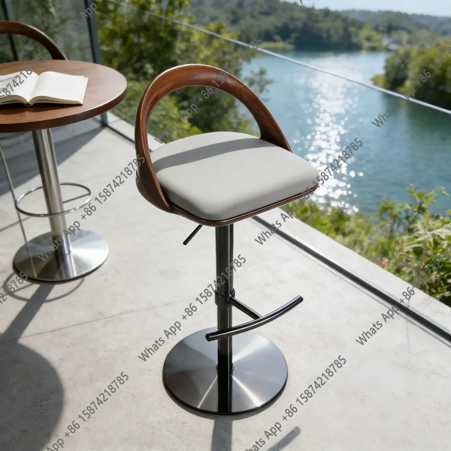 

X30 Modern Simple And Minimalist Bar Chair Solid Wood Light Luxury High-end Island Chair Lifting Rotating High Stool