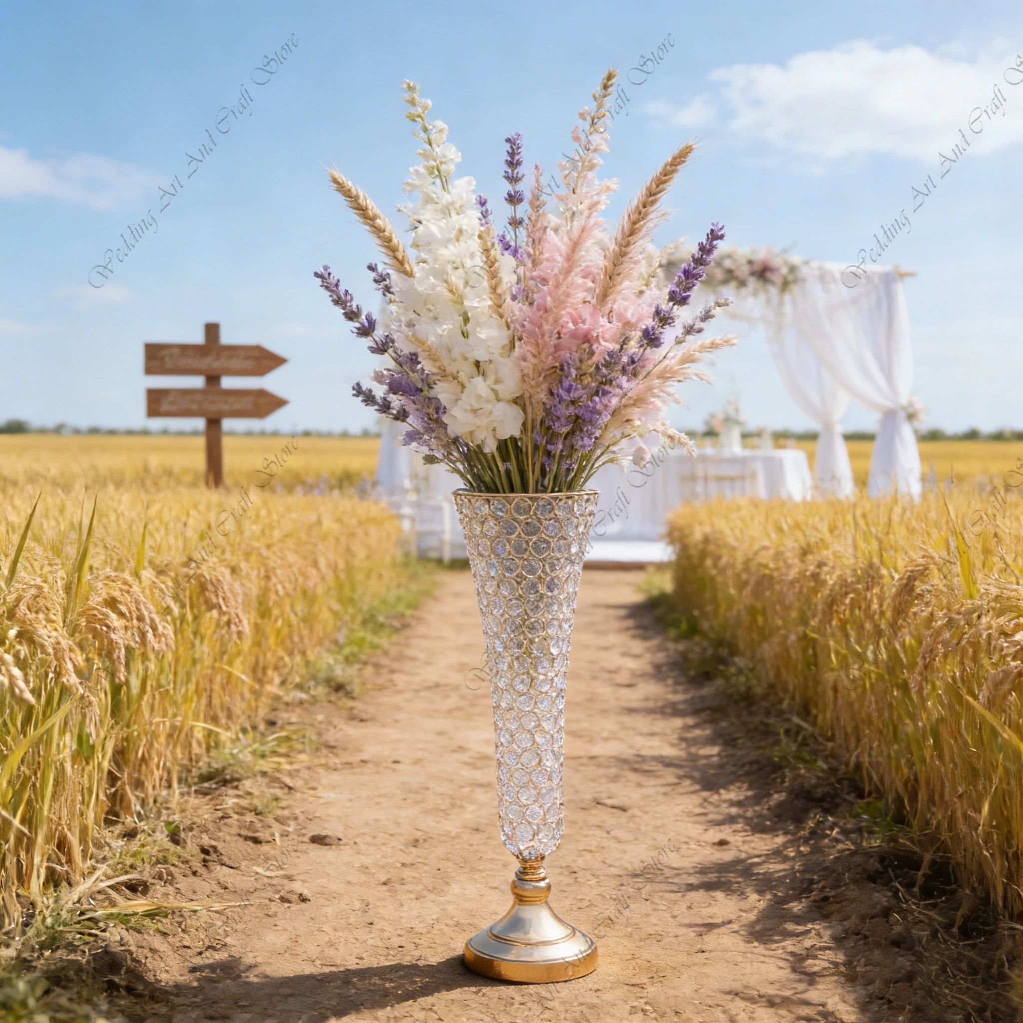 

10pcs f30 55-105cm Wedding Centerpieces Table Decoration Crystal Beaded Metal Trumpet Vase Party Flower Centerpieces ivy739