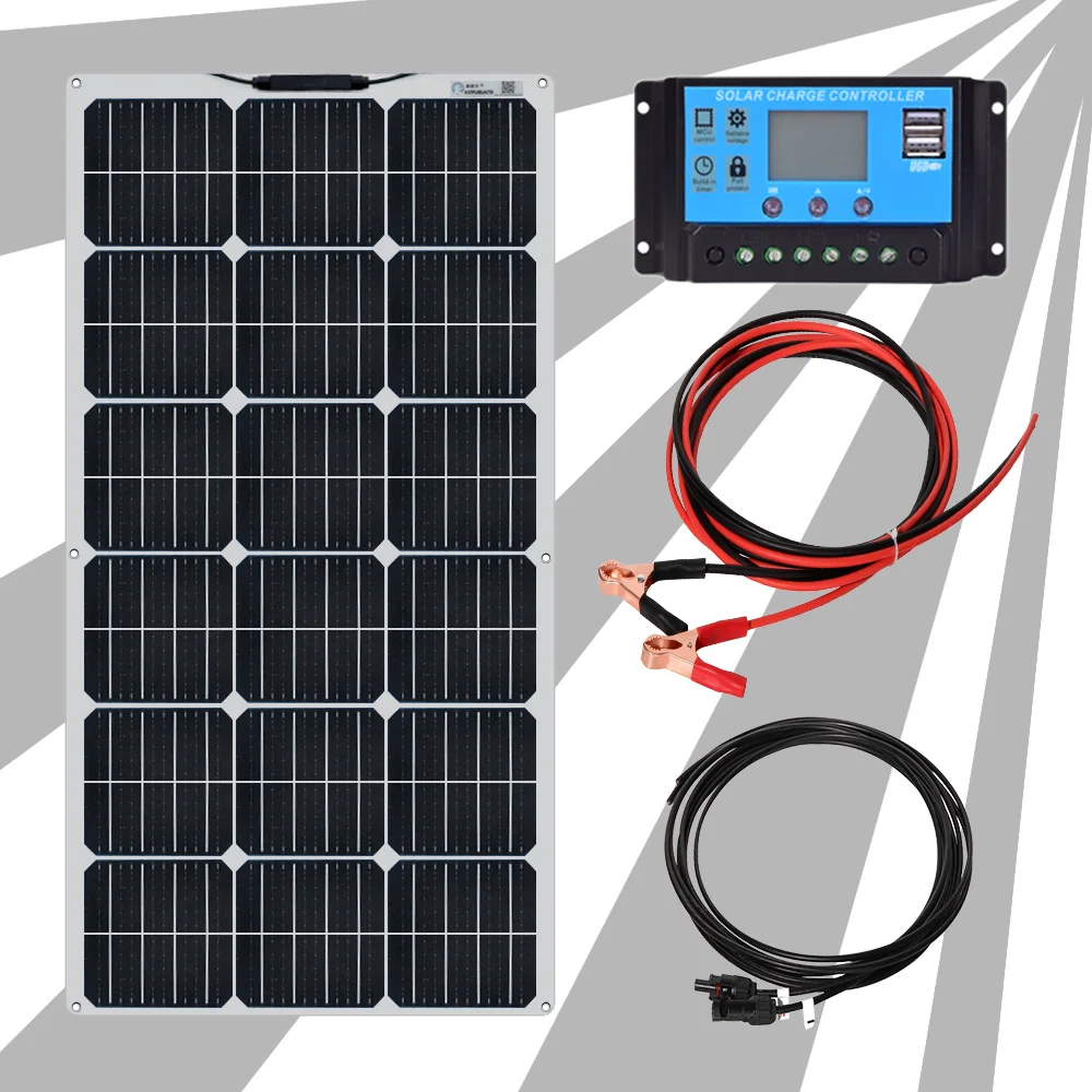 Xinpuguang 100 W flexible solar panel kit complete 12v 100 watt 120w 200w camping Home Yacht RV Caravan Boat Battery Charger