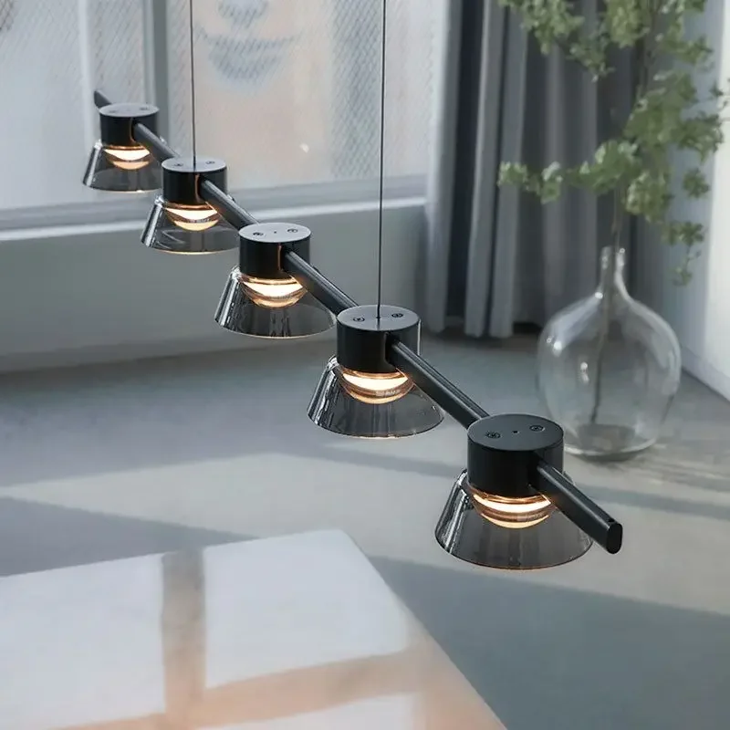 Modern Minimalist Chandelier Kitchen Island Long Strip LED Pendant Lights Designer Restaurant Living Room Decor Indoor Drop Lamp