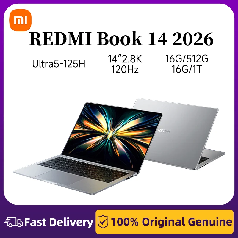 Xiaomi Redmi Book 14 2026 14-inch 2.8K 120Hz Intel Core Ultra 5 125H/16GB/32GB/512GB/1TB/2TB LPDDR5X 7467MT/s Laptop