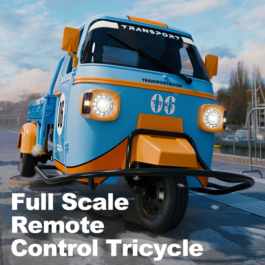 1/10 RC Triciclo 2.4G RTR Modello di camion a tre ruote telecomandato con luci a LED Auto ad effetto musicale per bambini Regali per bambini