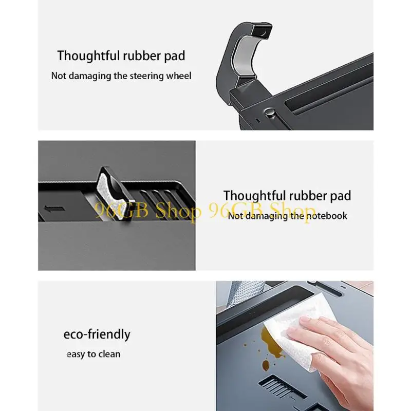 96GB Multifunctional Adjustable Steering Wheel Desk Table Vehicle Foldable Quick Setups ABS Build Dining Computing Lightweigh