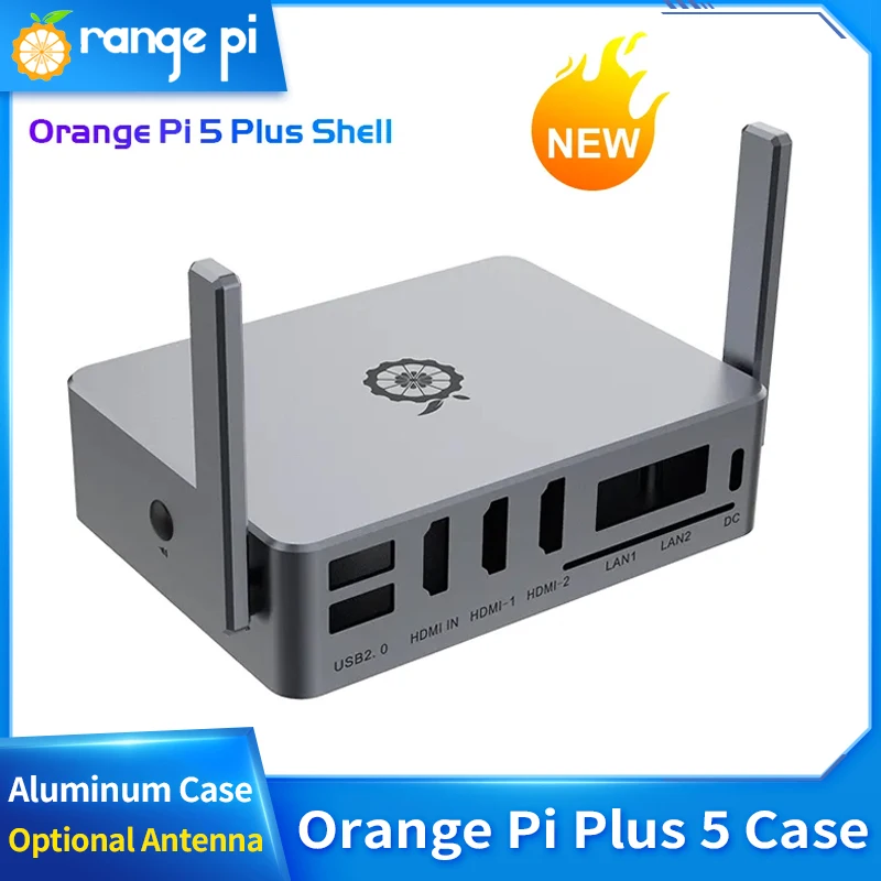 

Orange Pi 5 Plus Aluminum Alloy Case Metal Case Passive Cooling Optional 2 Antennas for Orange Pi 5 Plus Development Board