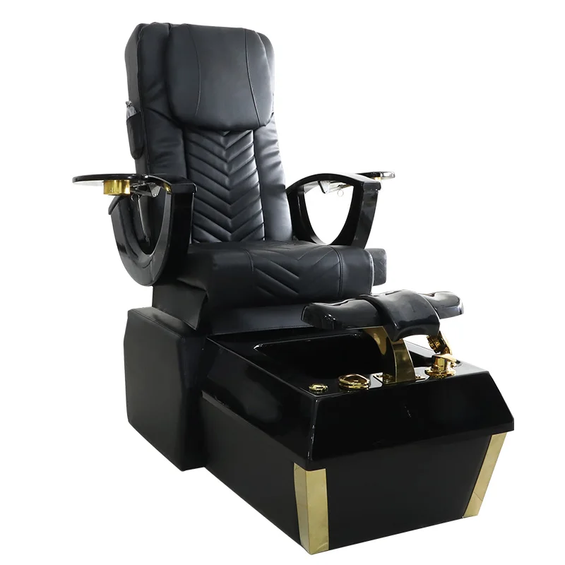 Hot sale luxury golden massage pedicure chair acrylic base electric reverse drain pump for nail salon