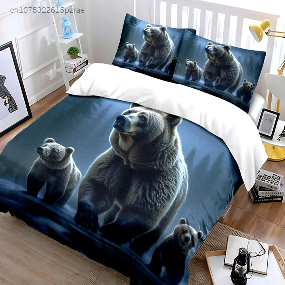 Bear Family Figurine Set Multiple Sizes kid's And adults' Bedroom Exquisite 3PC Bedding set, Gift