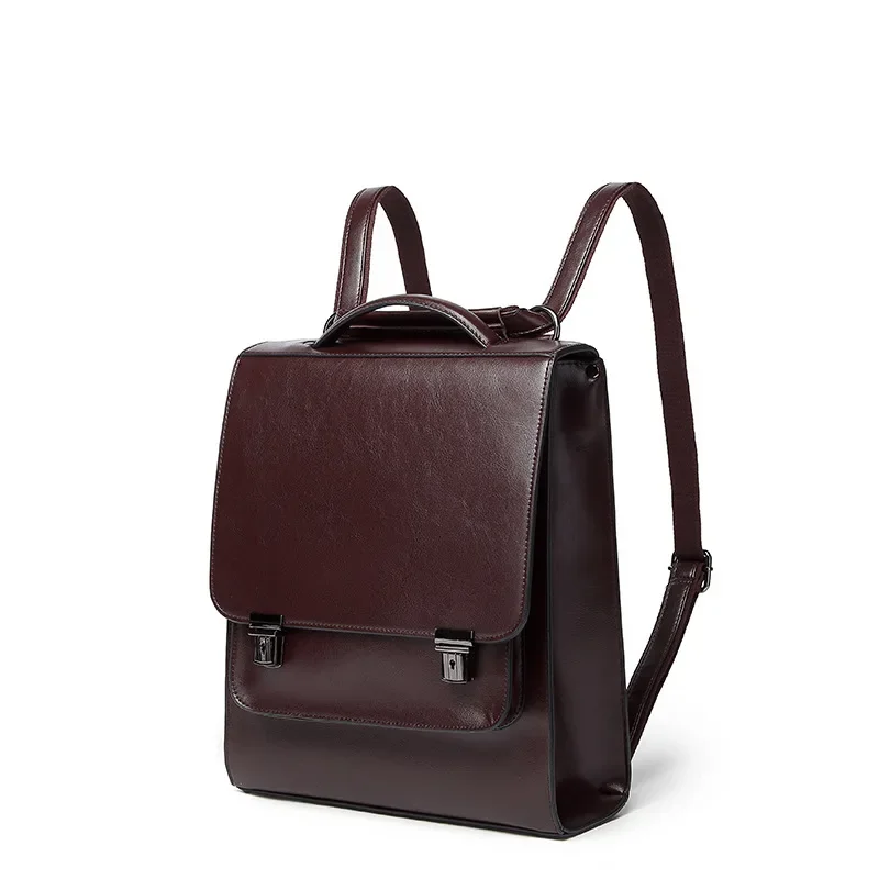 Styling Versatile Backpack New Genuine Leather Simple Retro Backpack Women's Versatile British Fashion Academy Style Backpack