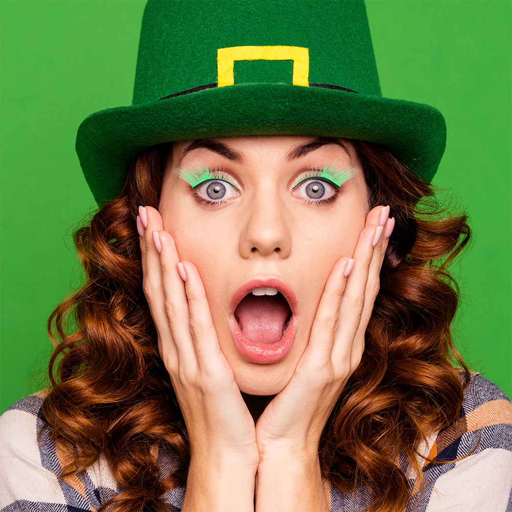 

Green Fake Eyelashes Set St. Patrick'S Day Party Costume Lashes Strip Lash Kit For Women Festival Halloween Green Eye