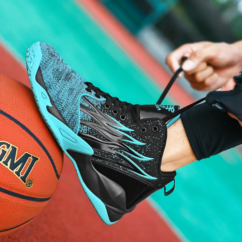 Brand Men's High-top Non-Slip Basketball Shoes Trendy Boys Basketball Sport Tennis Shoes Comfortable Gym Training Athletic Shoes