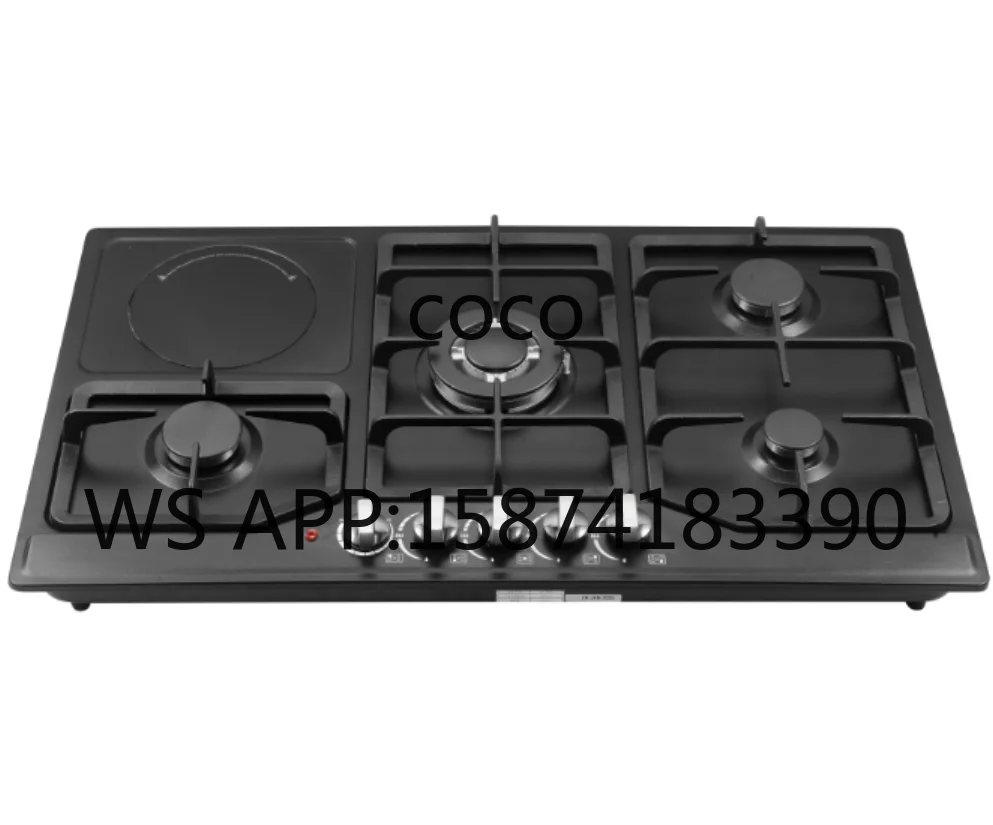 Brand New 4 Gas 1 Electric Built-in Cook Top with Matt Black Stainless Steel Panel & Class A Energy Rating