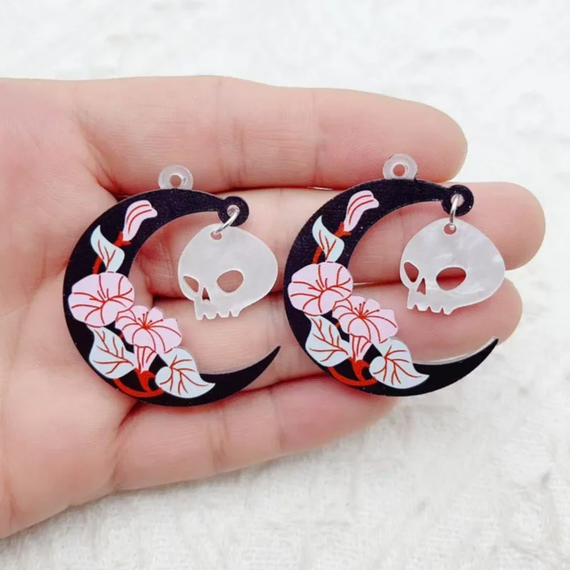10pcs 할로윈 아크릴 유령 검은 고양이 해골 쥬얼리 귀걸이, 열쇠고리, 쥬얼리 만들기, DIY 쥬얼리 발견에 적합 썸네일 3