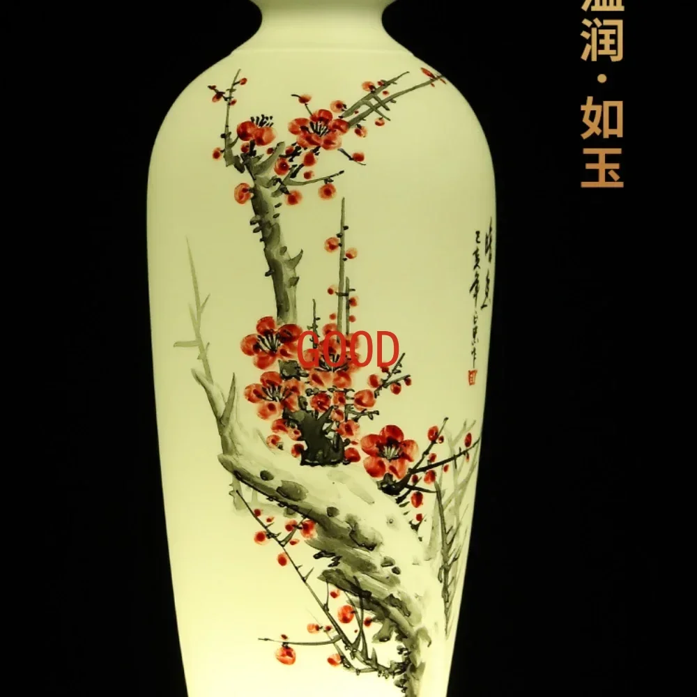 White Jade Porcelain Hand Painted Vase Decoration Home Decoration Porcelain Bottle Antique Shelf