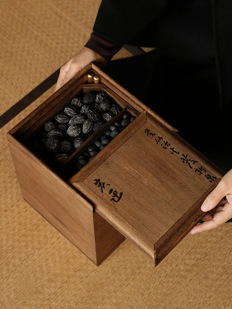 

Fushanxu Charcoal Box Wooden Divided Carbon Basket Storage Container Sealed Tea Ceremony Accessories Classification Storage