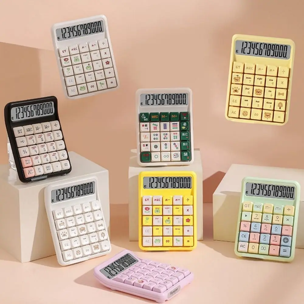 Detachable Mute Mahjong-Sound Calculator Cute Cartoon Electronic Calculators Mechanical Buttons Large Screen