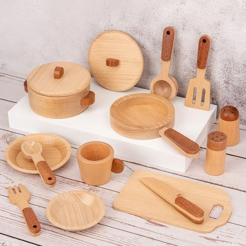 Natural Wood Fruits And Vegetables Cook Play House Simulation Color Toy Preschool Toy Kitchenware Cognitive Wooden Toy Kids Gift