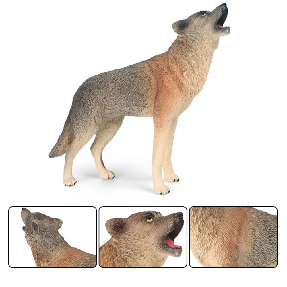 Modèle Animal solide simulé en plastique, Statue de loup faite à la main, jouet Animal de Simulation, jouet sensoriel, poupée drôle
