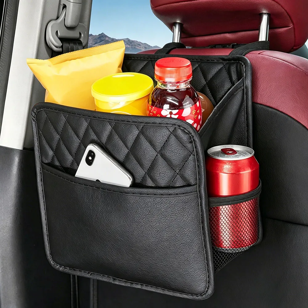 Car Seat Back Organizer Large Capacity Hanging Storage Bag Multifunctional Car Pouch for Water Drinks Snacks & Daily Items