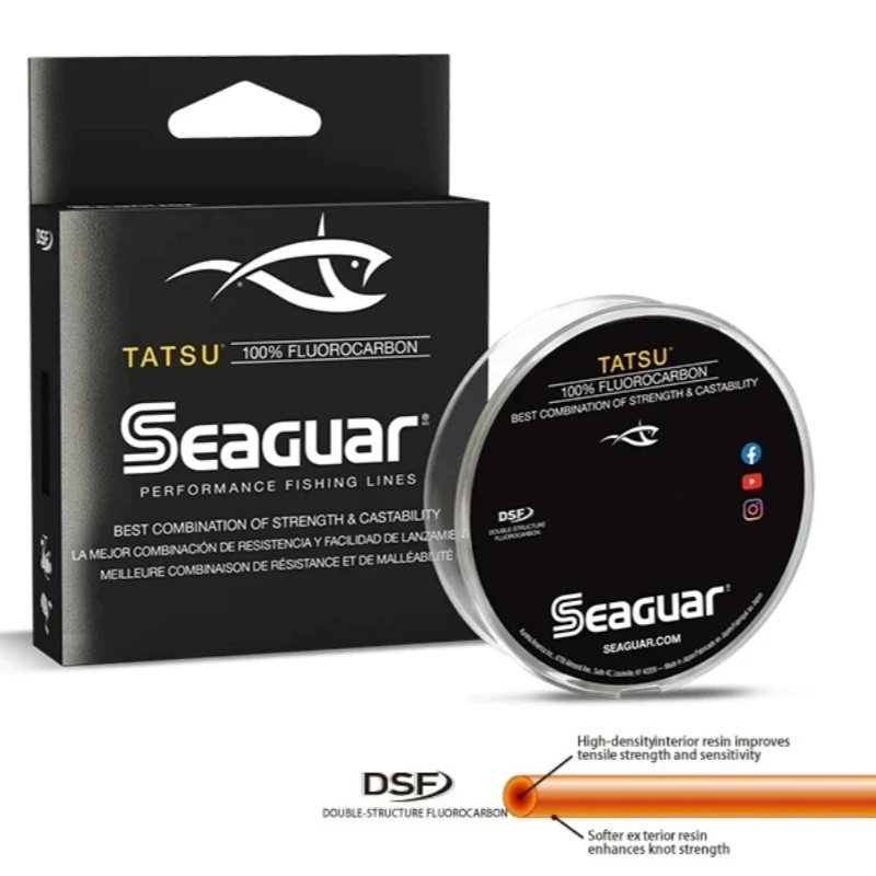 Imagem -02 - Seaguar Tatsu Linha de Pesca de Fluorocarbono Monofilamento 100 Original do Japão Fibra de Carbono 200yds 183m