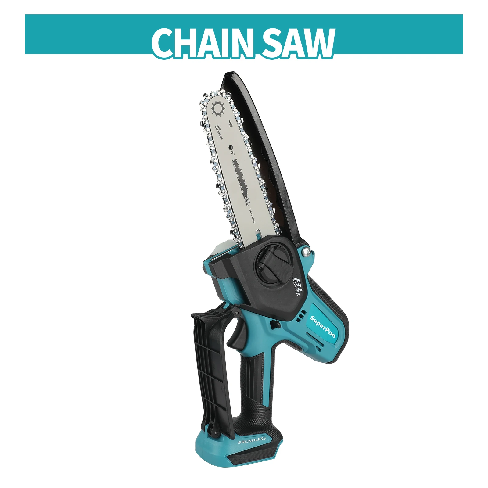 Gergaji Mini Tanpa Sikat SuperPan 8M/S Kecepatan Tinggi (Ukuran 6 Inci + Portabel Satu Tangan, Kompatibel dengan Baterai Makita 18V)
