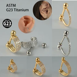G23 Titanium Barbell With CZ Hoop Ear Tragus Cartilage Helix Earrings Ear Studs Ear Cuff Rook Woman Lobe Piercing Jewelry