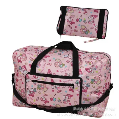 Sanrio hello kitty bolso de mano plegable bolsa de equipaje impermeable My Melody dibujos animados grande bolsa de almacenamiento de viaje bandolera mensajero