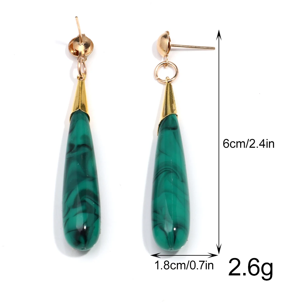 Vintage Marble Color Acrylic Geometric Drop Earrings for Women Boho Statement Waterdrop Long Pendant Earring Trendy Jewelry Gift