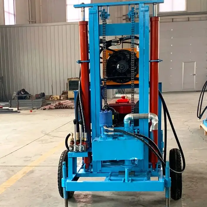 

Customized Flexible Mobile Water Well Drilling Rig Hydraulic Diesel Engine 22-35HP 100-180m Accurate Drilling Rig