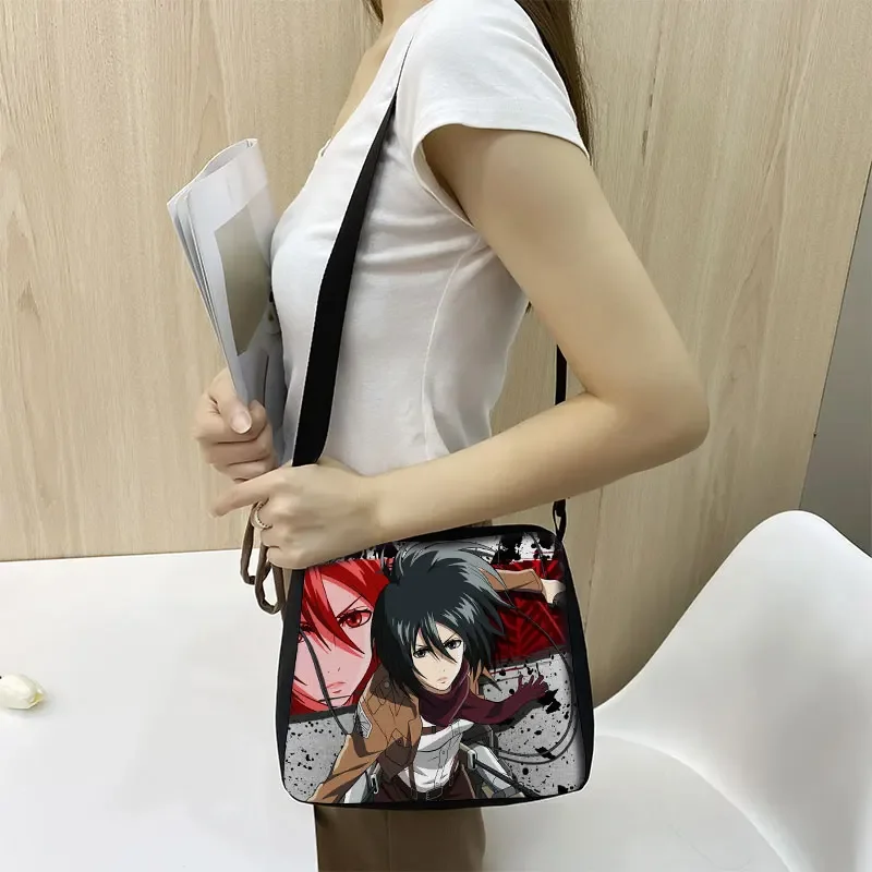 Anime Attack on Titan Print Shoulder Bag Women Adjustable Underarm Bags for Travel Manga Levi Mikasa Eren Handbag Crossbody Bags