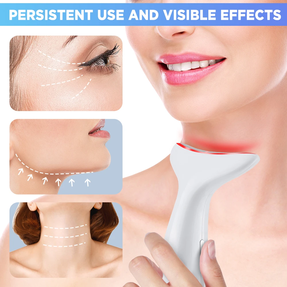 Pescoço rosto levantamento massageador quente e frio pescoço dispositivo de beleza anti rugas aperto da pele massageador remover queixo duplo massageador facial