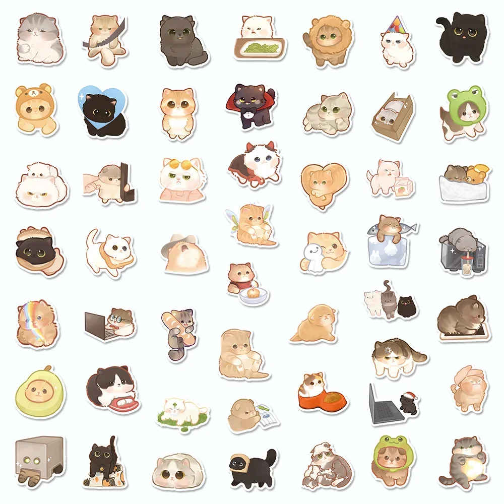 10/30/50PCS Cartoon Cute Cat New Personality Graffiti Creative Sticker Desk Guitar Refrigerator Car Waterproof Sticker Wholesale