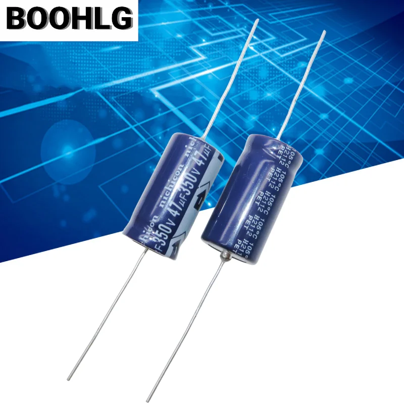 2PCS Nikon horizontal axial polarized electrolytic capacitor 350V 47uf 16x31mm