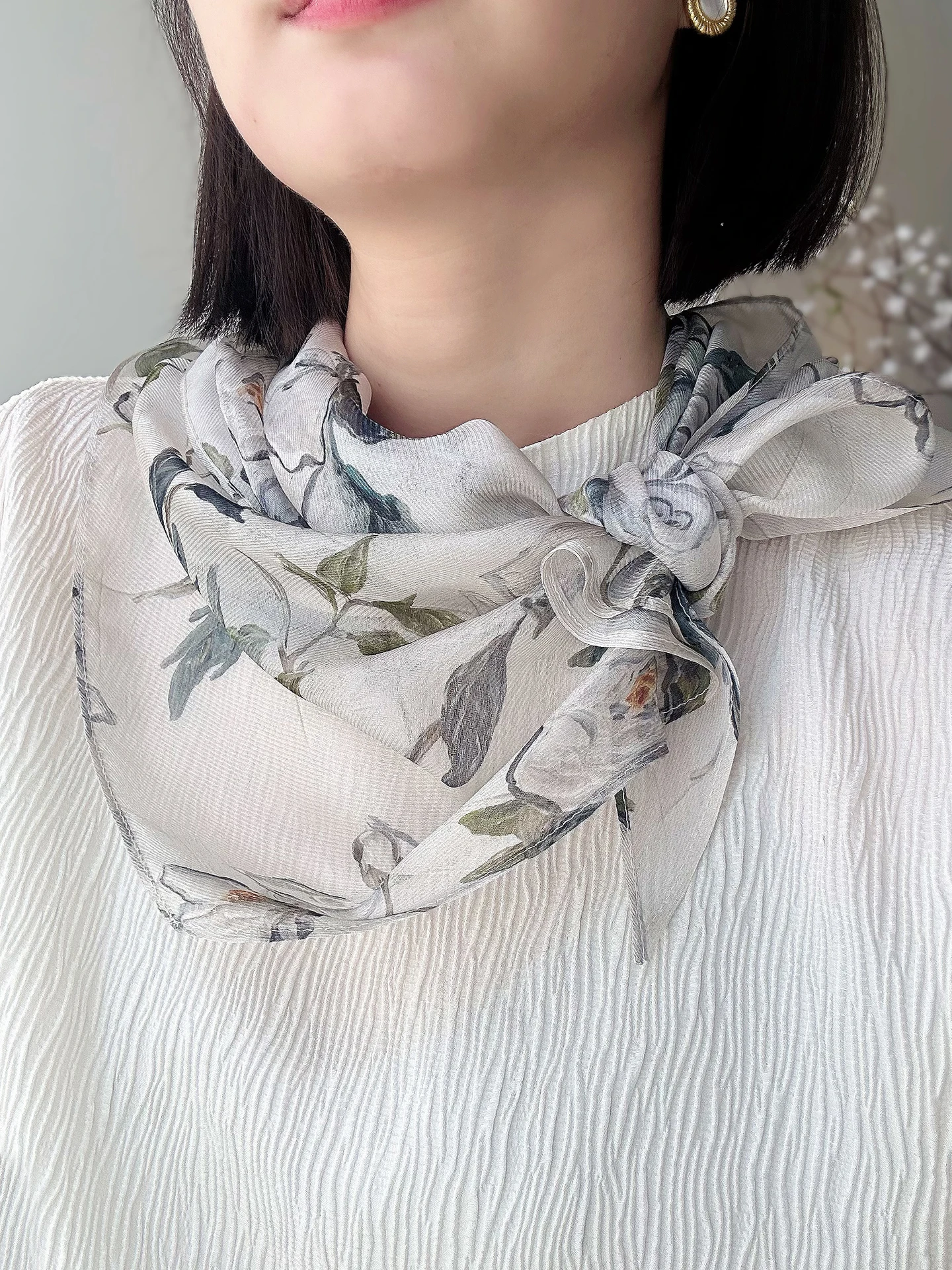 

KALIIYA Original Silk Scarf Women's Thin Versatile Silk Scarf High-End Feel Decorative Small Long Scarf Fashion Accessory