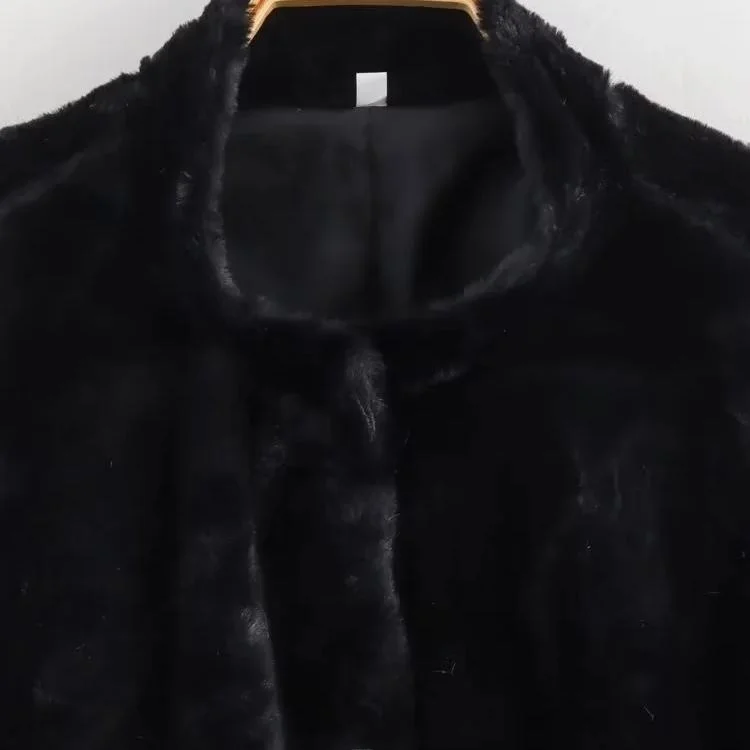 JNLEAOG Herbst Neue frauen Faion Synthetische Pelz Flug Jaet Mantel ort Sle Lange Sve Polyester Faser männer Jaet