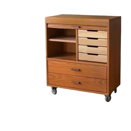 LMM Bedroom Storage Locker Cherry Wood Living Room Side Cabinet with Drawer