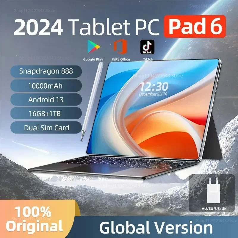 

Global Version Original Tablet PC Android 13 Pad 6 Pro Snapdragon 888 RAM 16GB+ROM 1TB 5G Dual SIM Card 10000mAh HD 4K Mi Tab