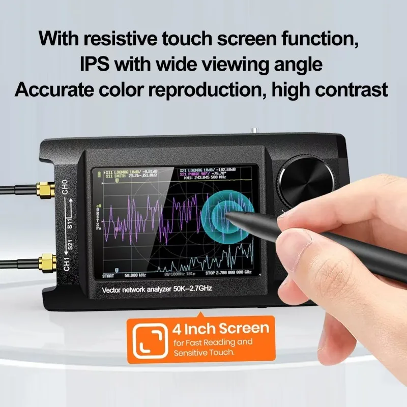 NanoVNA-H4 Vector Network Analyzer 4 Inch IPS LCD 50KHz-2.7GHz Portable Antenna Analyzer