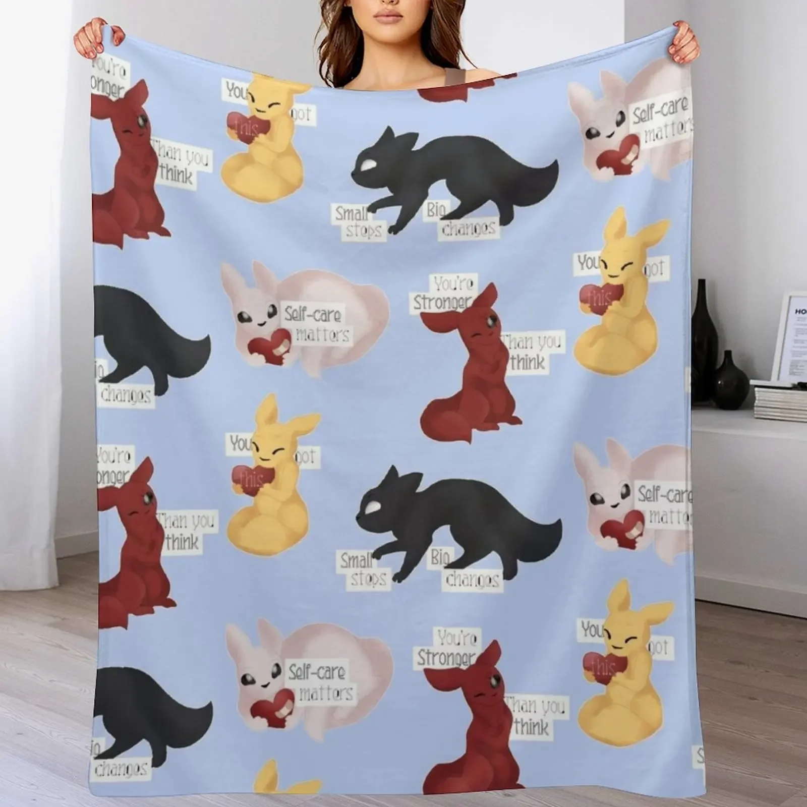 

Rain World Slugcats [Motivational Quotes] Throw Blanket Compact Warm Blanket for Car Road Trip