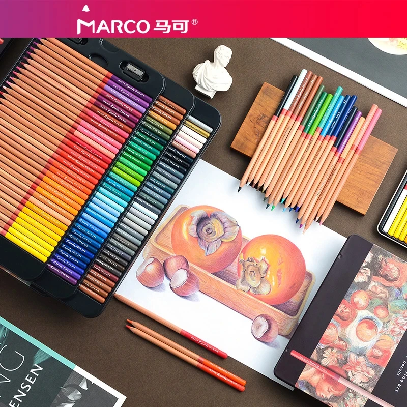 Marco Renoir 3100 Oil Colored Pencils Drawing Sketches Pencil Art Painting Pencil School Supplies 24/36/48/72/100/120 Colours