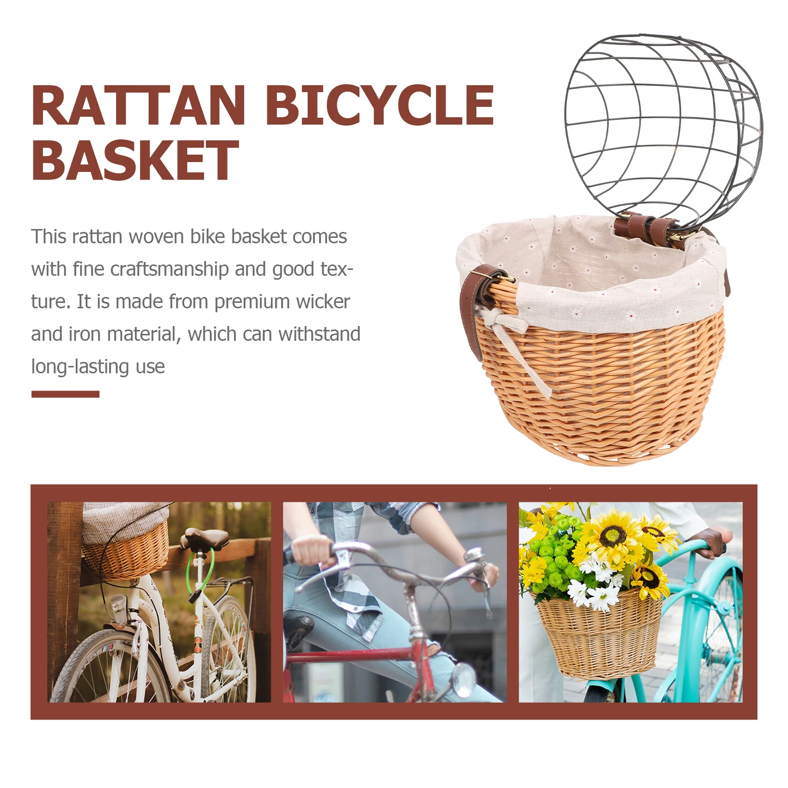 

Pet Bicycle Basket Durable Load Bearing Strong Large Capacity Portable for Cats Dogs Bike Carrier Storage Front Handlebars