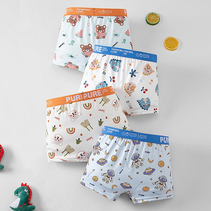 4 قطعة لعبة الديناصور للأطفال آلة الطباعة موضة سراويل بوكسر الأولاد فضفاضة مرنة لطيف الملابس الداخلية مريحة المنزل السراويل