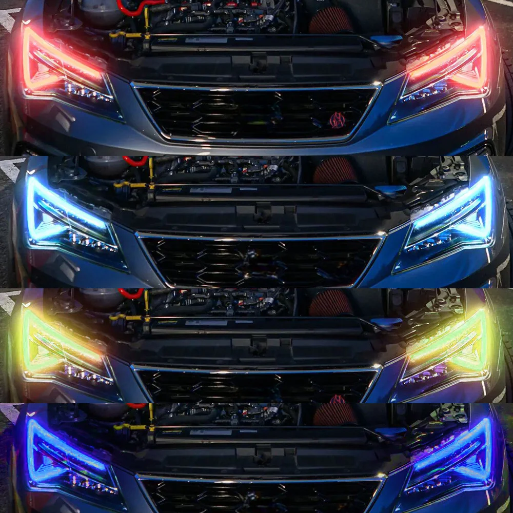 Żółto-niebieskie czerwone tablice ze źródłem światła dziennego dla 2017-2020 Leon Cupra reflektorów LED Angel Eyes DRL 5 f0941475a 5 f0941476a