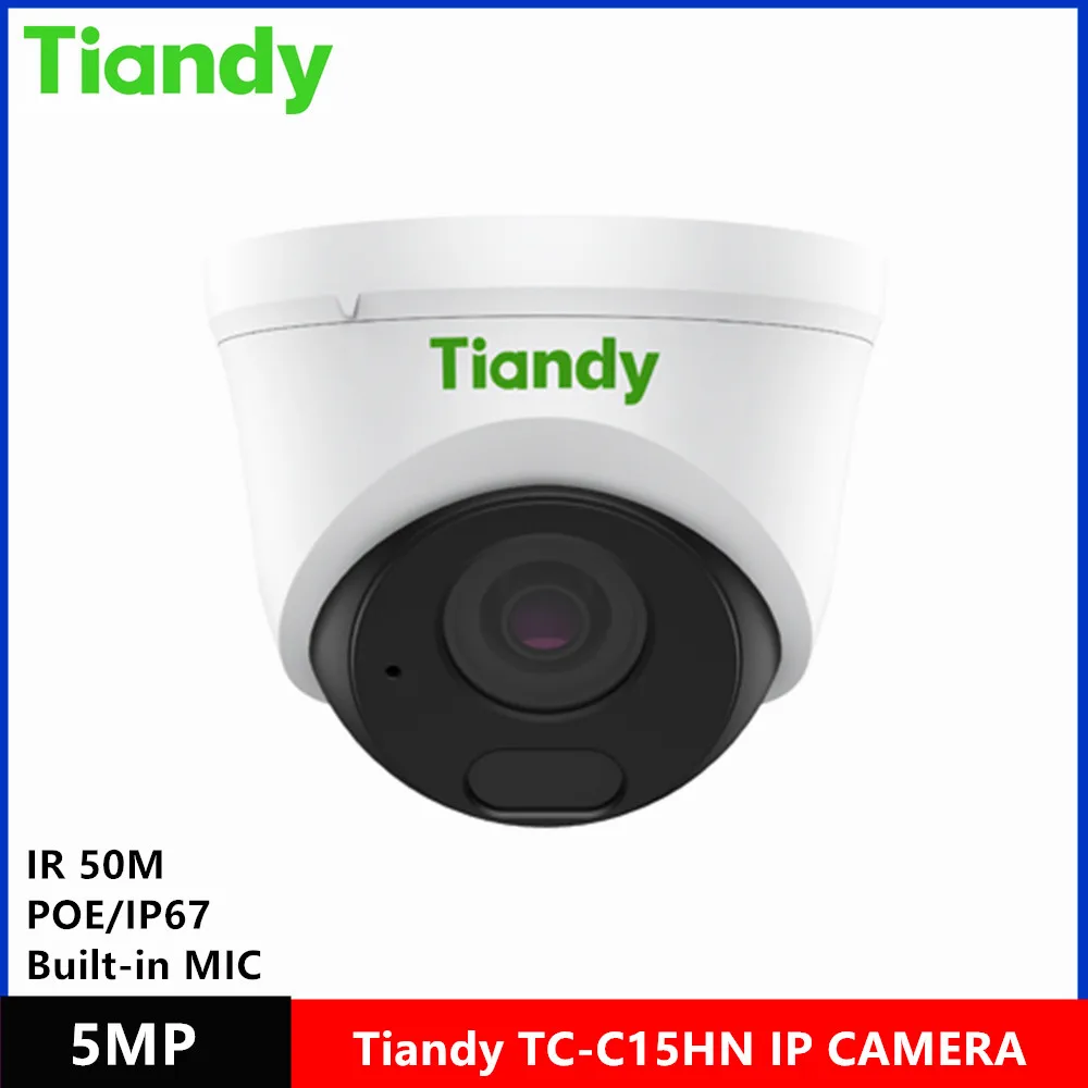 Original Tiandy brand TC-C15HN 5MP built-in MIC IP67 POE starlight IR 50meter dome ip Camera