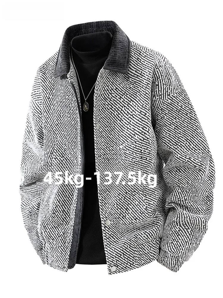 

Casual Loose Fit Men's Jaet Autumn Faion Cheered Texture Collarl Coat American Sle Polyester Nylon Cosite Fiber