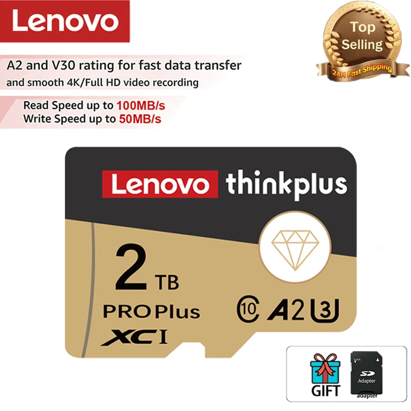 Lenovo Memory Card 2TB Micro TF SD Card 1TB Micro Card U3 V60 A2 100mb/S Reading Speed Class 10 Flash Cards 512GB 128GB SD Card