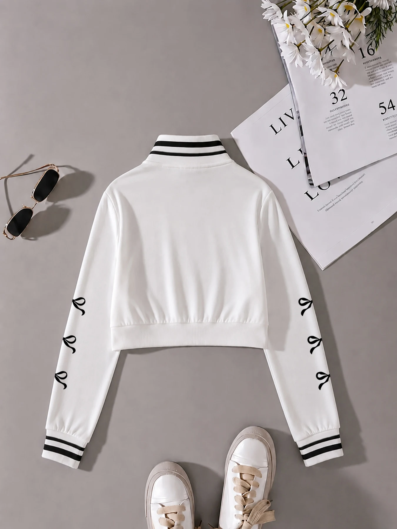 Women's Striped Color-Block Zip-Up Mock-Neck Baseball Jacket – Casual Sporty Outerwear