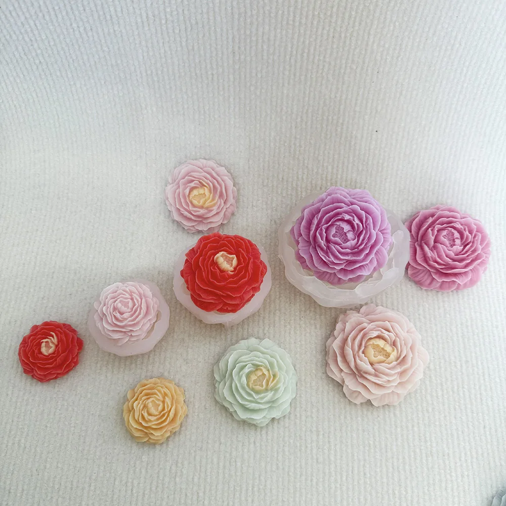 Silicone mold for handmade peony flower scented plaster candles